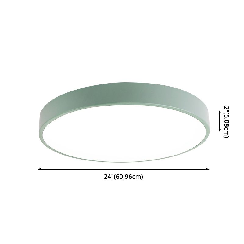 Sala de estar infantil color macarron ronda incrustada lámpara de techo LED de metal