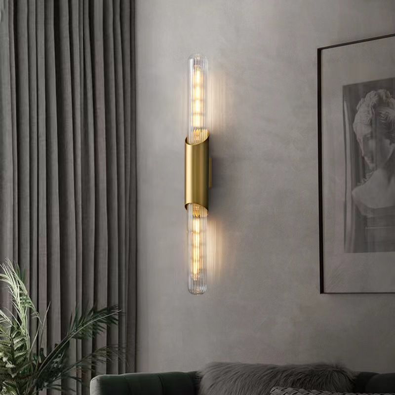 Linear Shape Metal Vanity Sconce Light Modern Style 2-Lights Vanity Mirror Lights in Gold