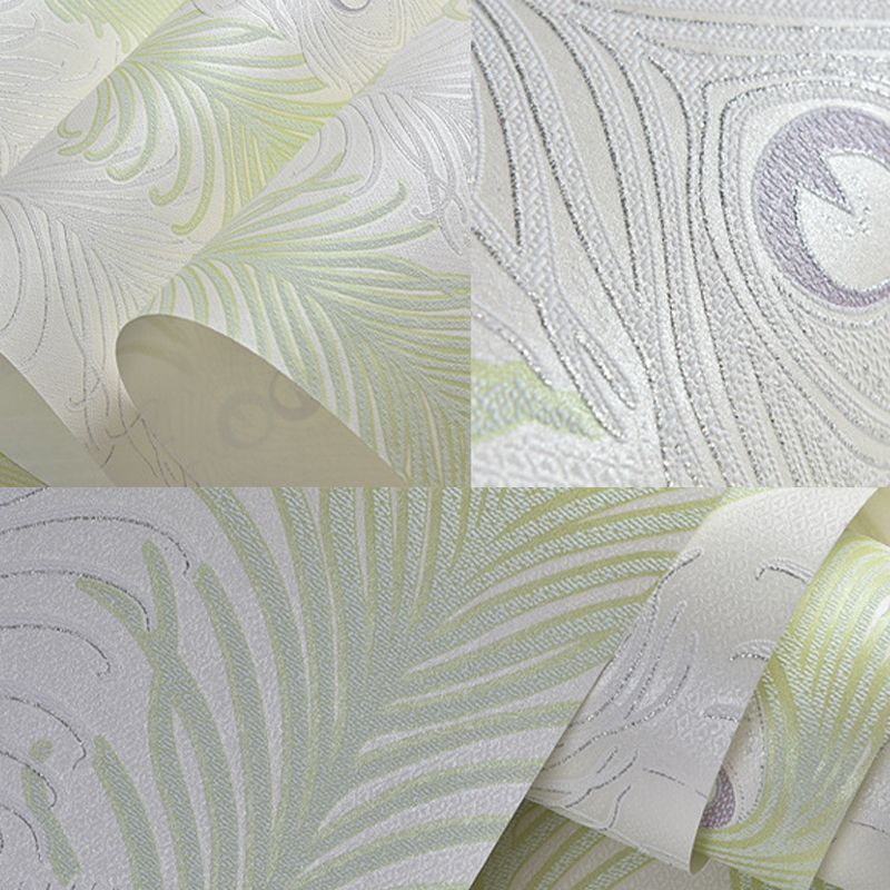 Non-Pasted Wallpaper with Industrial Color Peacock Tail and Feather, 33 ft. x 20.5 in