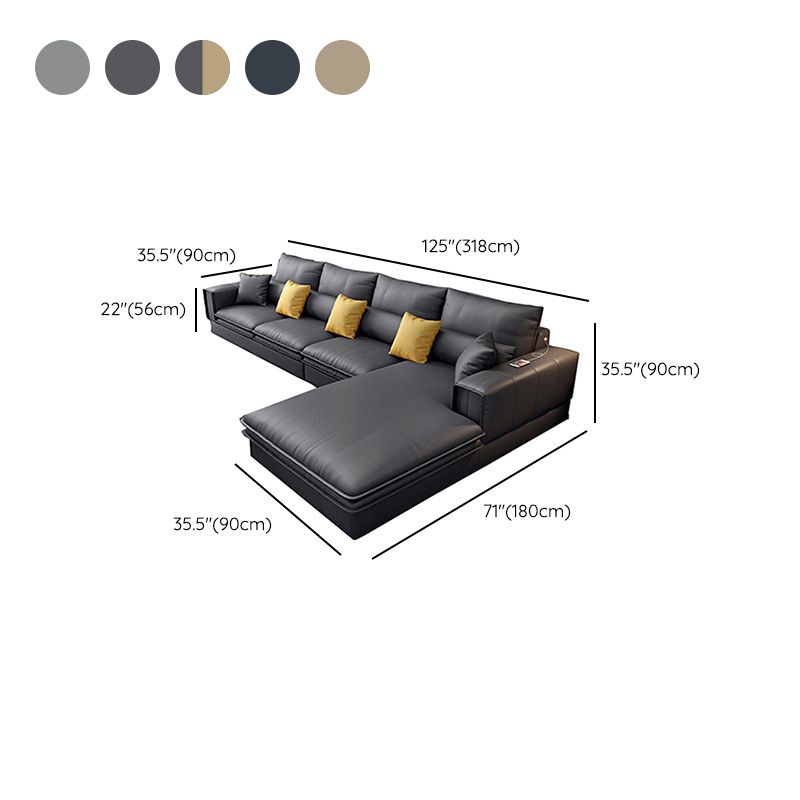 Nordic Stationary Faux Leather Living Room Recessed Arm Cushions Seating