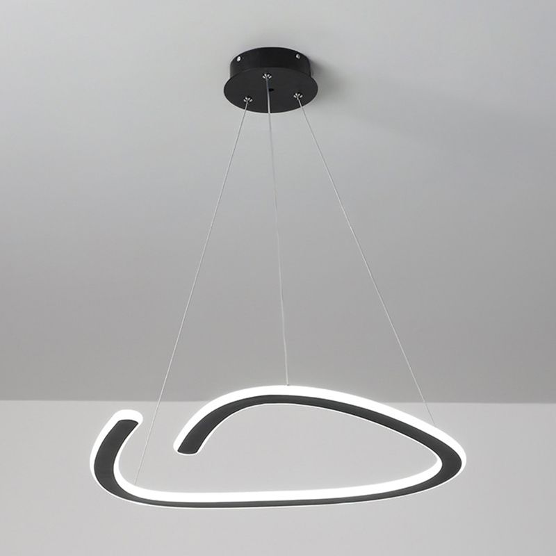 Metal Shaded Chandelier Lighting Fixture Modern LED Suspended Lighting Fixture in Black