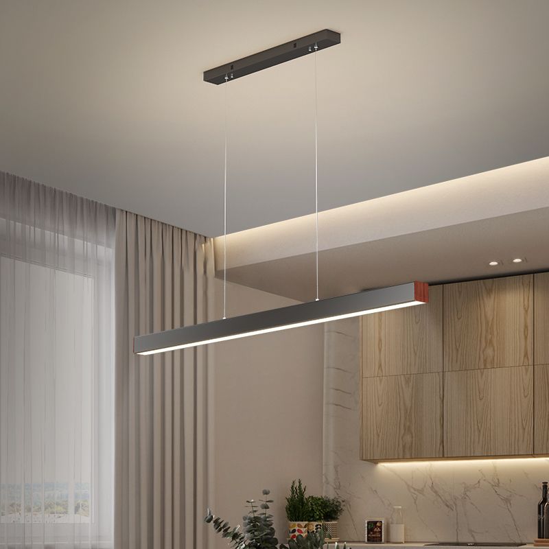 Modern Metal Island Lamp Linear 1-Light Restaurant Pendant Light with Acrylic Shade