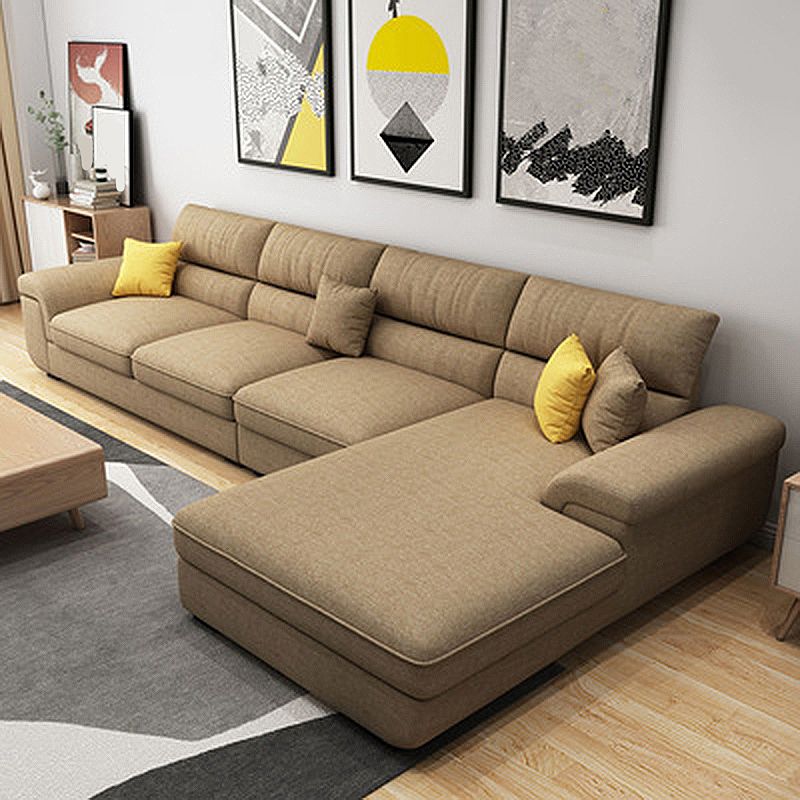 Contemporary Fabric 4-seat Sectionals 126" Pillow Top Arm Sectionals