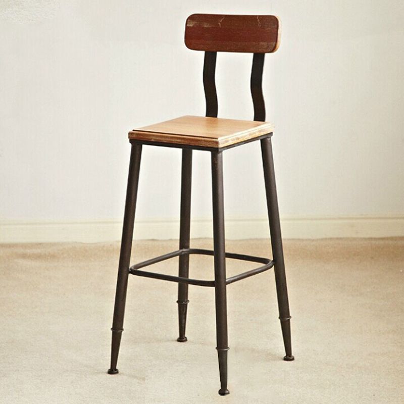 Industrial Metal Dining Stools Armless Bar Stools with Footrest
