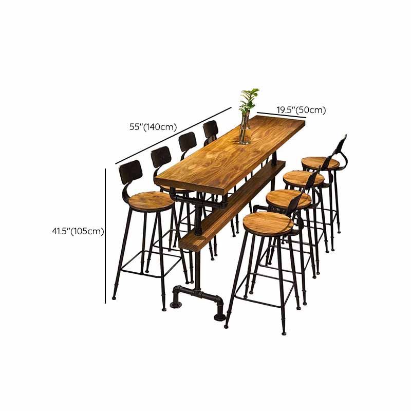 Rectangular Bar-height Table Wood Top Bistro Pub Table with Black Legs