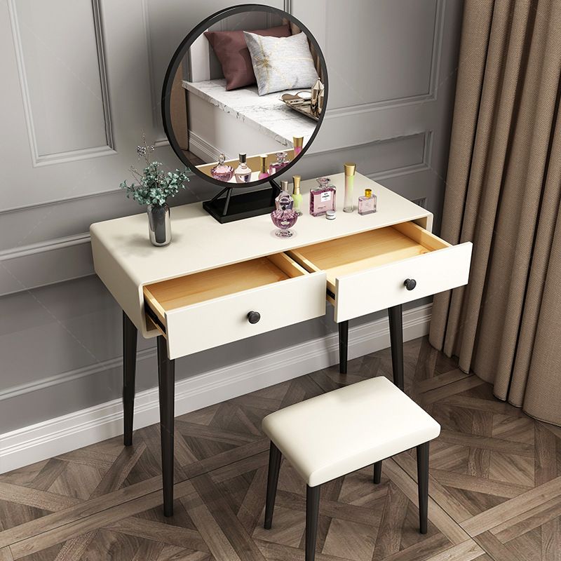 Wood White Makeup Table with 2 Drawers 15.74" Wide Vanity Tables for Bedroom