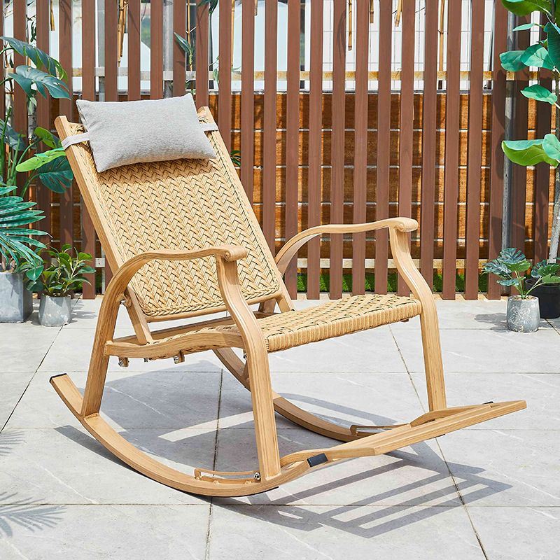 Vintage Style Wood Simple Rocking Chair Lounge Leisure Lazy Chair for Balcony
