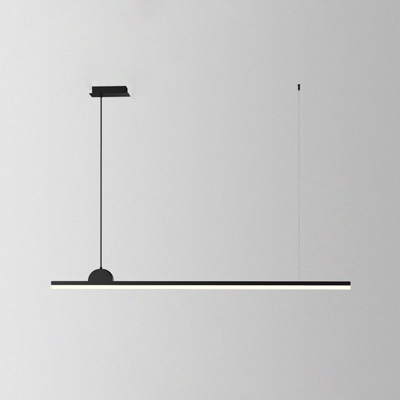 Linear Island Chandelier Modern Metal 1 Light Island Light in Black