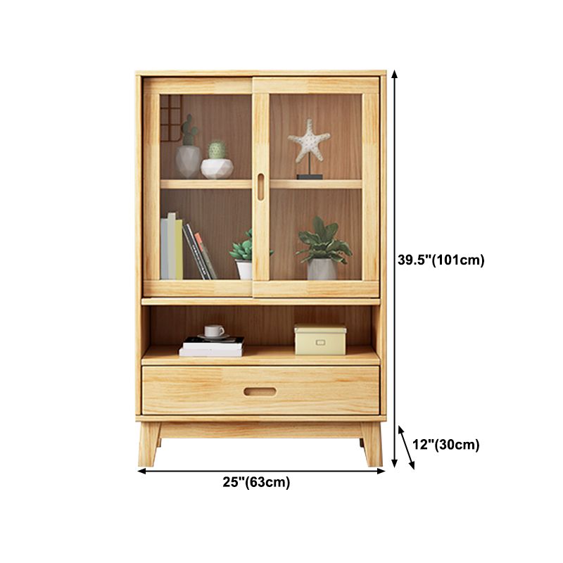 Natural Scandinavian Standard Bookcase Pine Wood Bookcase with Door