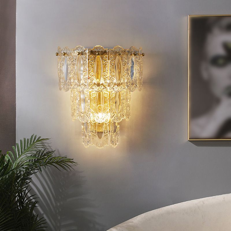Multiple-Light Geometric Wall Light Fixture Modern Crystal Wall Sconce Light