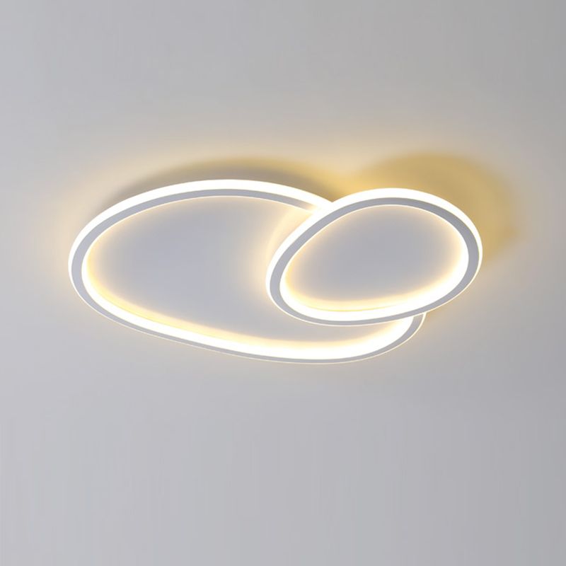 Nordic Flush Mount Metal LED Ceiling Light Fixture in White for Living Room