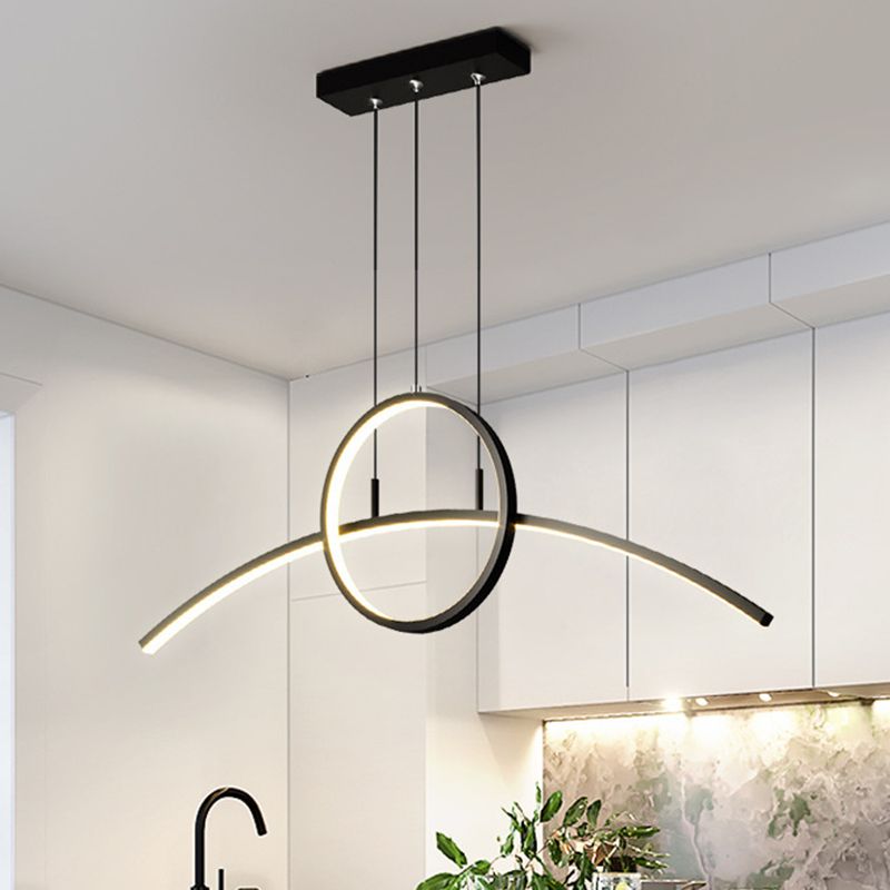 Circle and Linear Pendant Lighting Fixture Modern Style LED Metal Hanging Light Fixture