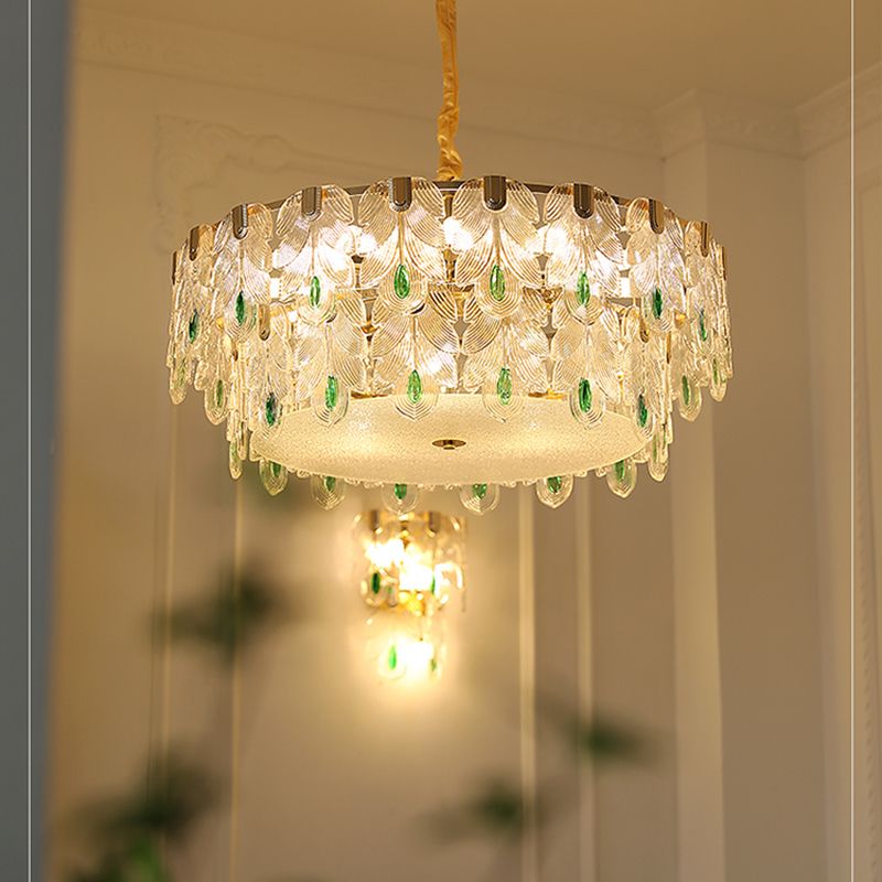 Contemporary Style Geometry Pendant Chandeliers Glass Hanging Chandeliers in Gold