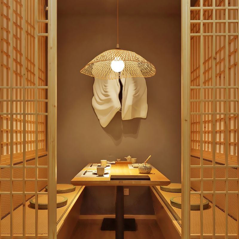 Bamboo Hanging Light Modern Pendent Lighting Fixture for Dining Room
