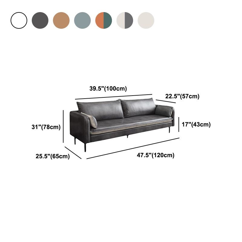 30.7"H Mid Century Modern Faux Leather Square Arm Sofa for Living Room