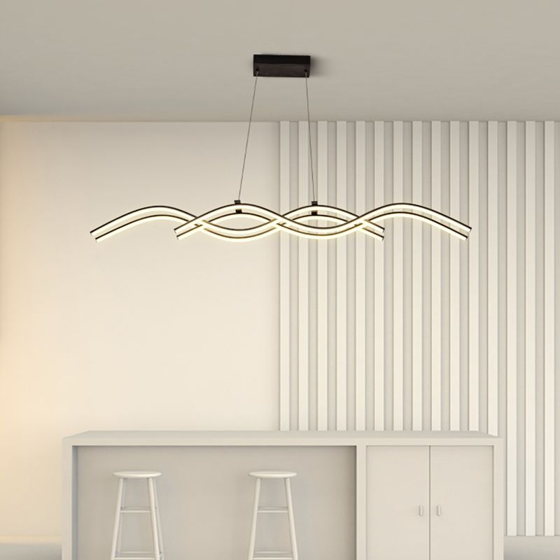 Ideas de iluminación de la isla de forma lineal de estilo moderno metal 4 colgantes de la isla ligera