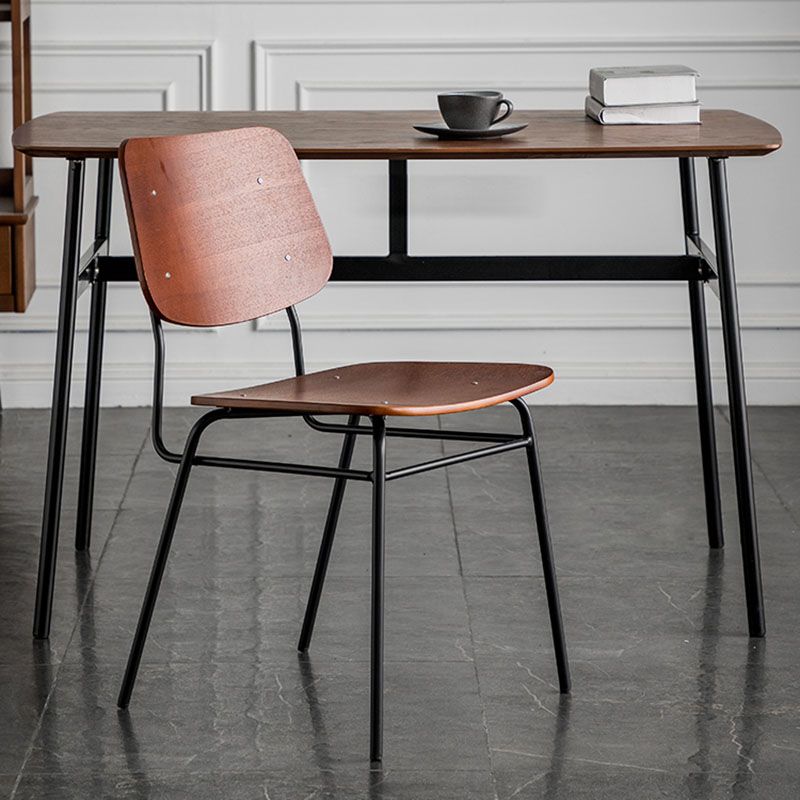 Sillas de comedor sin brazos con respaldo abierto de estilo industrial, sillas de comedor de madera para el hogar