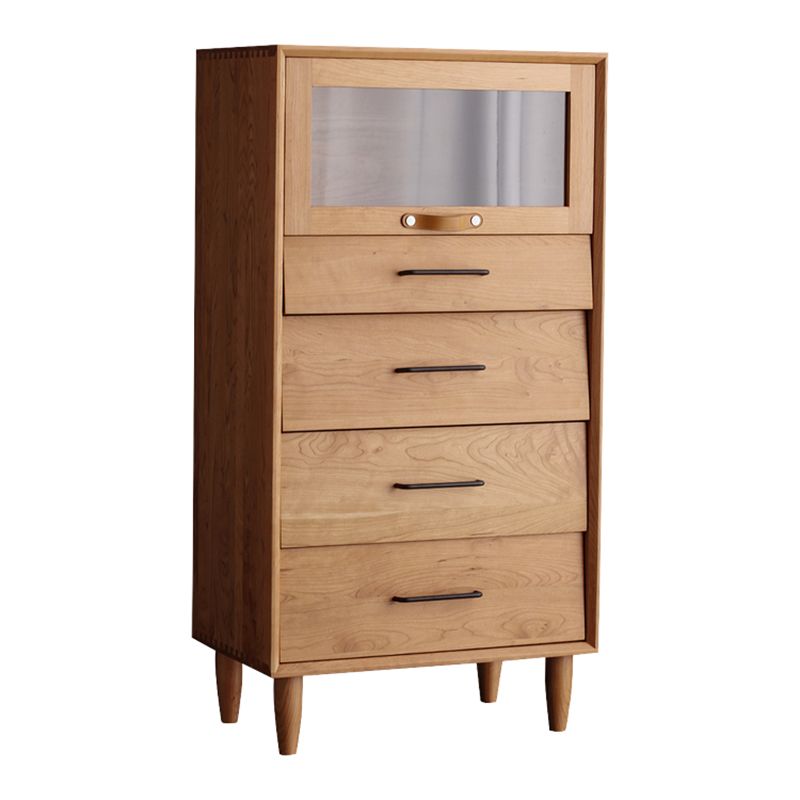 Contemporary Natural Cabinet Solid Wood 4 - Drawer Accent Cabinet
