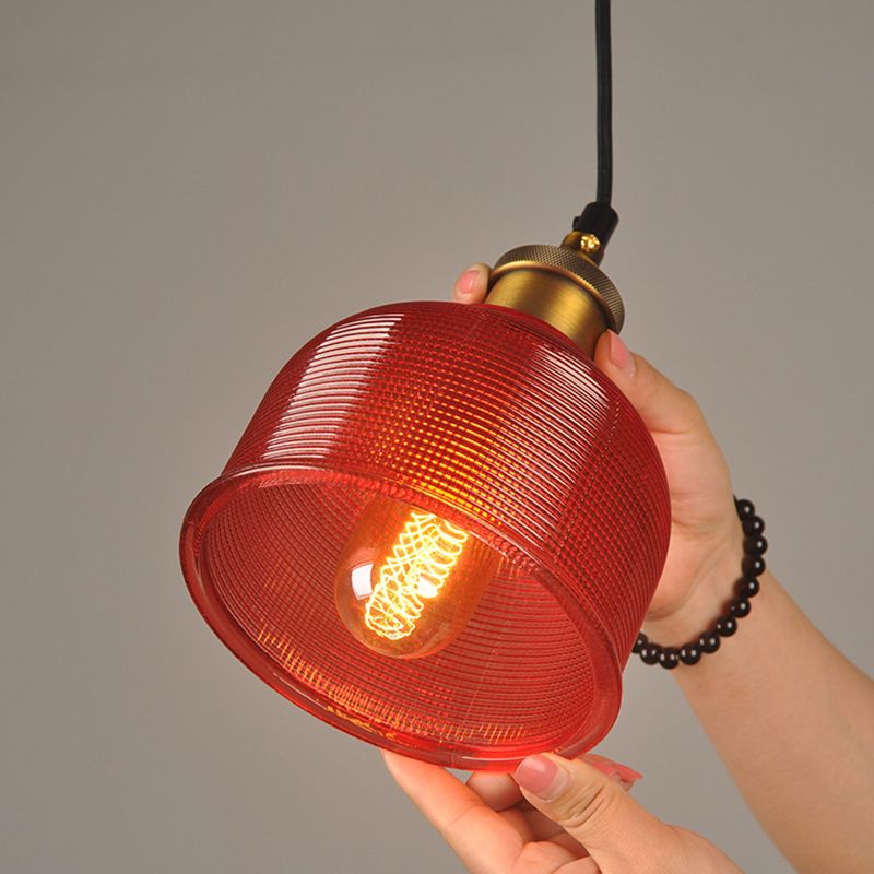 Modern Style Hanging Light Fixture Bowl Shape Hanging Ceiling Light with Glass Shade