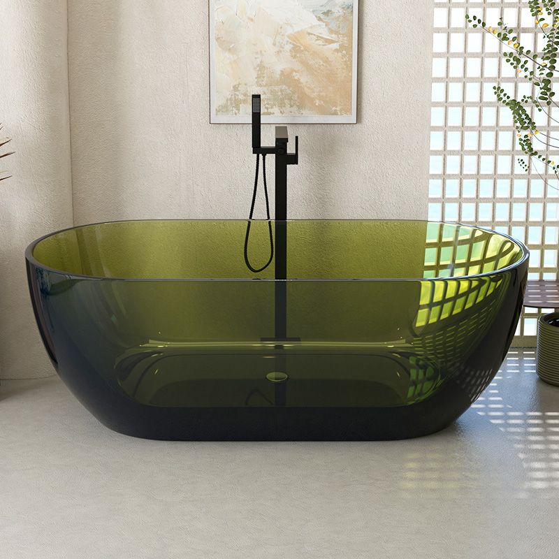 Oval Soaking Bathtub Freestanding Antique Finish Modern Bath Tub