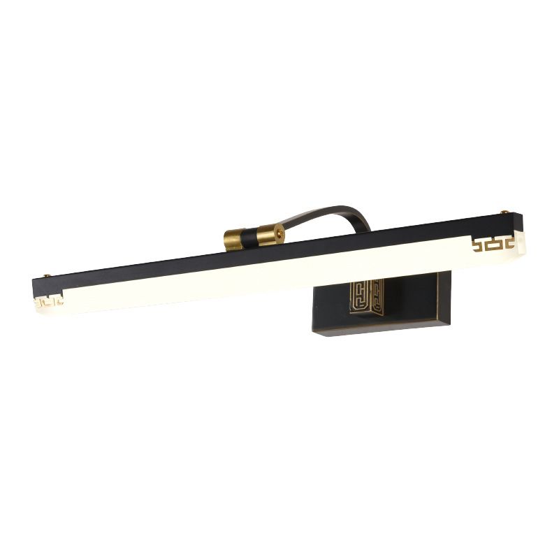 Chinese Style Mirror Cabinet Bathroom Wall Lights Black Metal Linear Shade LED Ambient Vanity Lighting