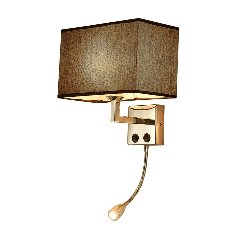 Rectangle Wall Lighting Ideas Nordic Fabric 1 Bulb Bedroom Spotlight Wall Lamp in Black/White