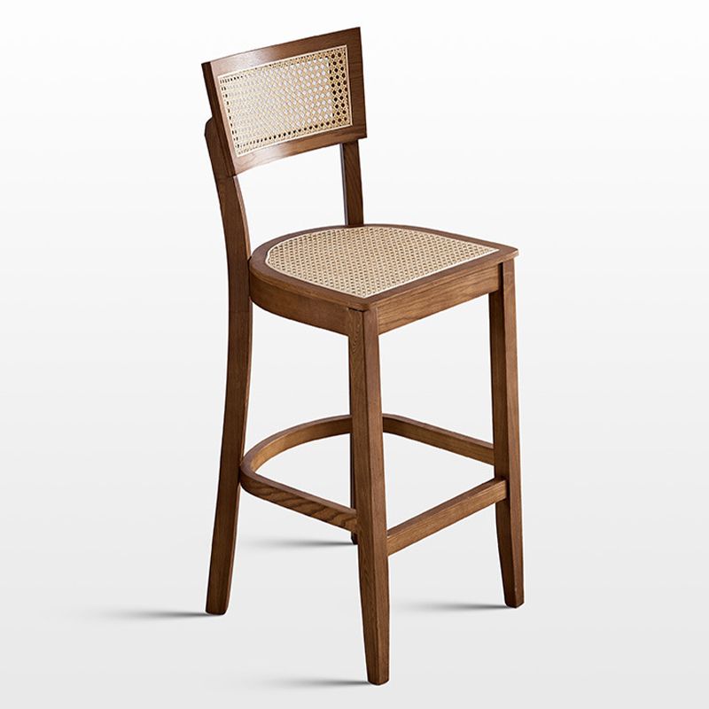 Contemporary Solid Wood Frame Stool Low Back Armless Bar Stool