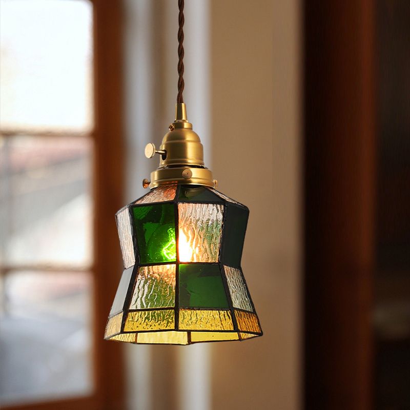 Gearceerde hanger verlichtingsarmatuur Tiffany -stijl gebrandschilderd glasvering hanglampje