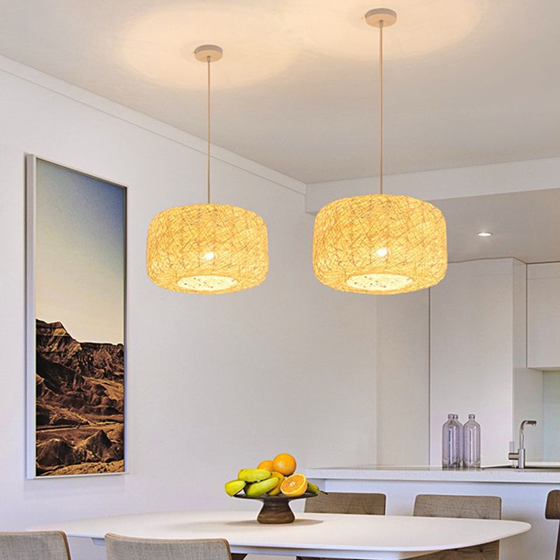 Asian Style Hanging Light Fixture 1-Light Pendant Light for Bedroom