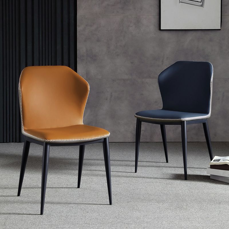 Silla de comedor sin brazos con respaldo industrial, sillas de comedor de piel sintética para uso doméstico