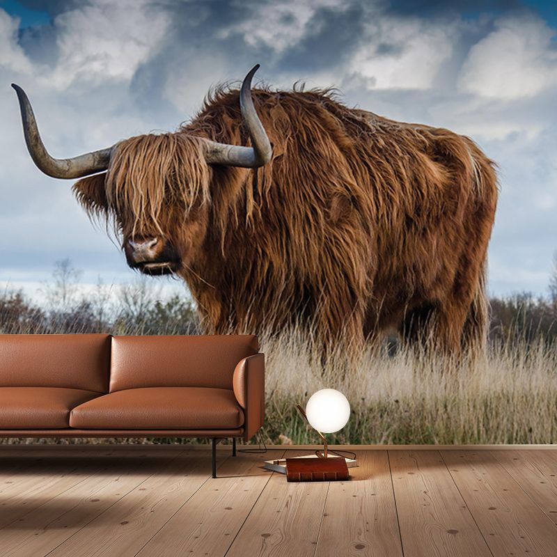 Mighty Bull Mural Wallpaper Photography Horizontal Wall Decor for Home