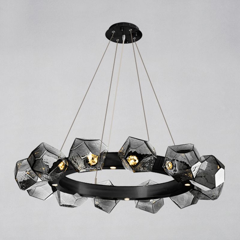 Modern Style 12 Lights Chandelier Light Fixture Irregular Shape Glass Hanging Light