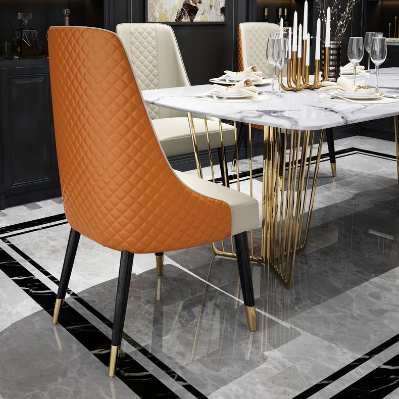 Silla lateral curvada de cuero contemporánea Sillas Parsons con acabado mate