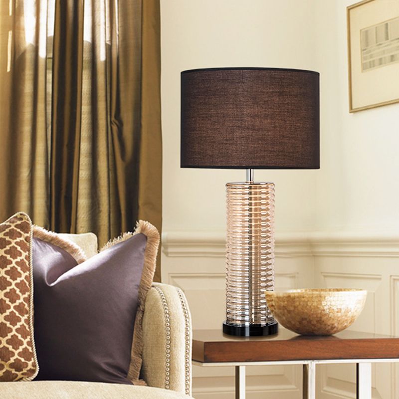 Straight Sided Shade Task Lamp Modernism Fabric 1 Bulb Reading Book Light in Black