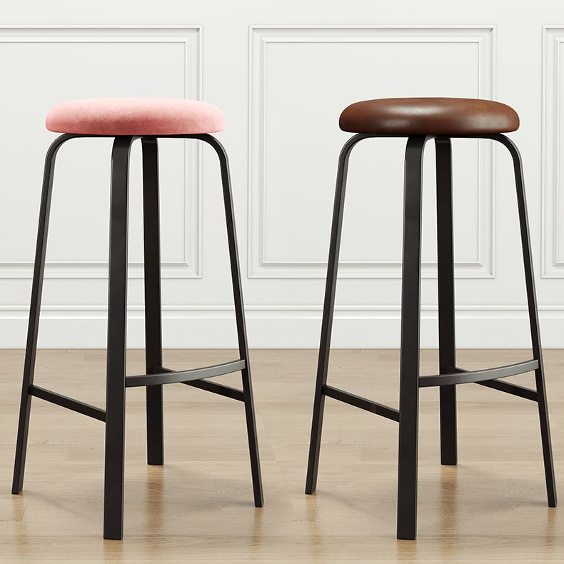 Contemporary Matte Finish Upholstered Stool Footrest Iron Bar Stool