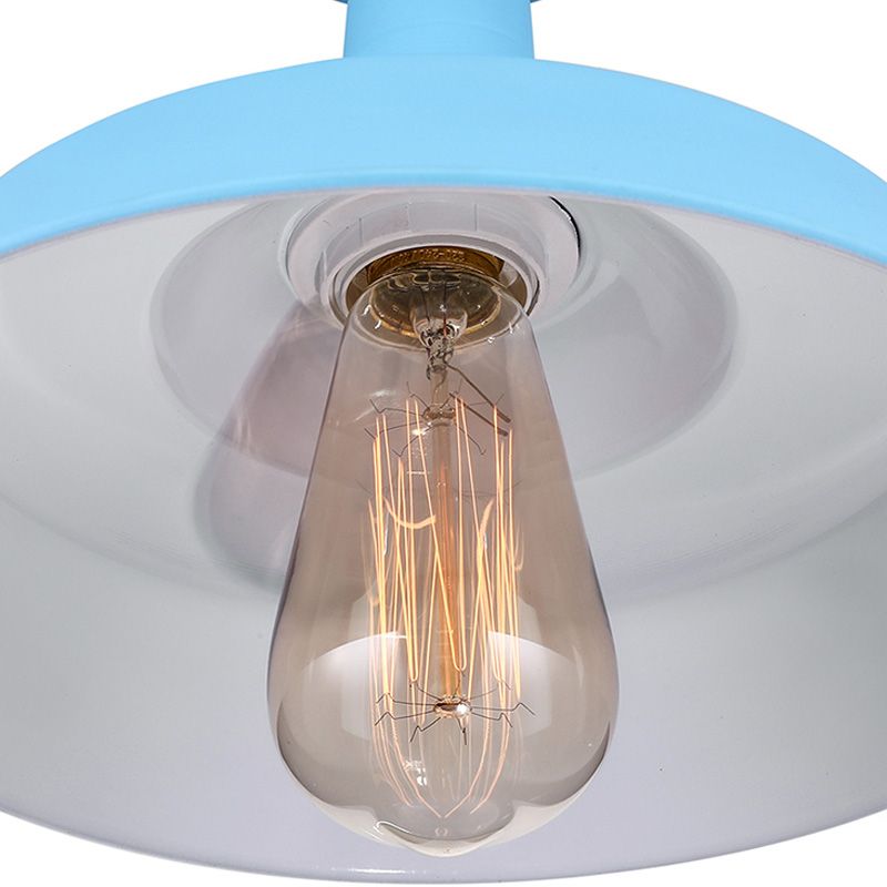 Lámpara de techo de metal con 1 luz de montaje semiempotrado de estilo vintage en azul/verde para pasillo