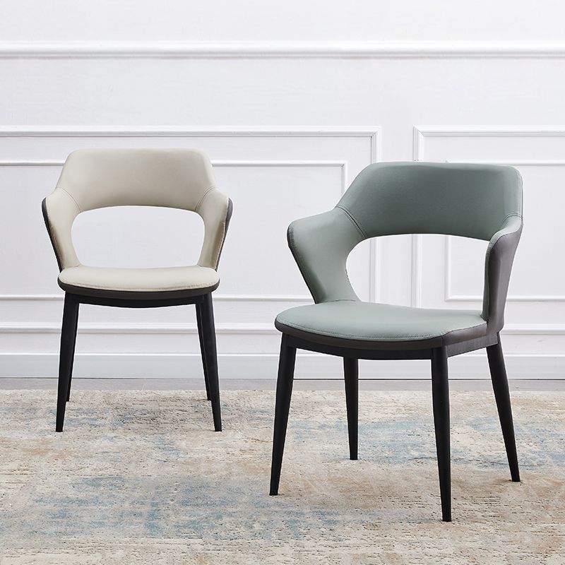 Dining Room Leather Dining Chair Contemporary Open Back Dining Arm Chair