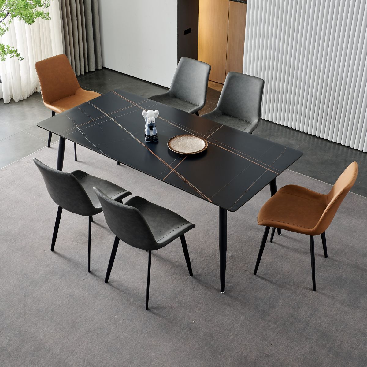 Contemporary Rectangle 4-foot Home Furniture Stone Dining Room Collection