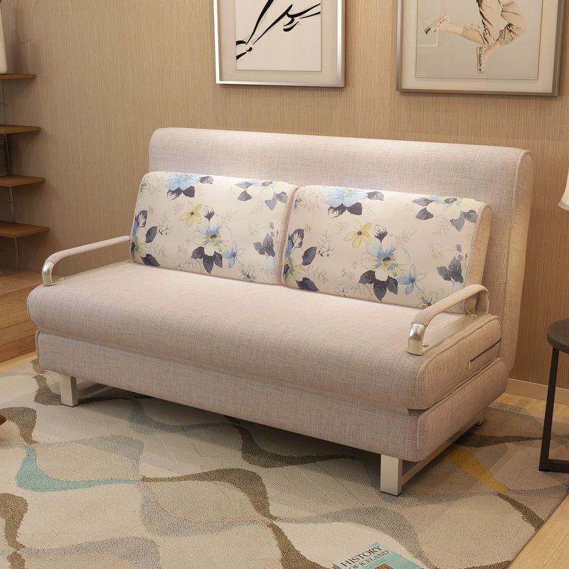 Cotton Blend Contemporary Sofa Bed Square Arm Convertible Sofa