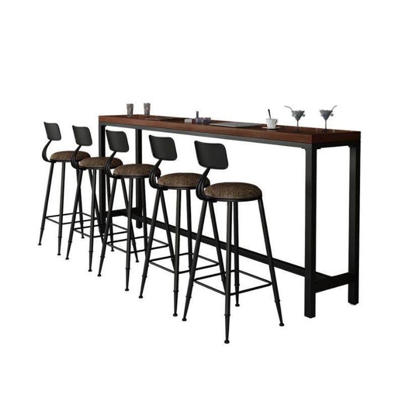 Industrial Rectangle Bar Table Solid Wood Bar Dining Table with Trestle Base