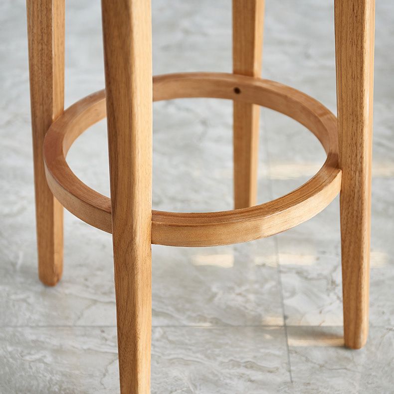 Contemporary Style Bar-stool Round Counter Bar Stool with Wooden Legs for Kitchen