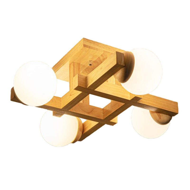 Flush Mount Ceiling Light Modern Wood Fixture Flush Mount Lamp for Living Room
