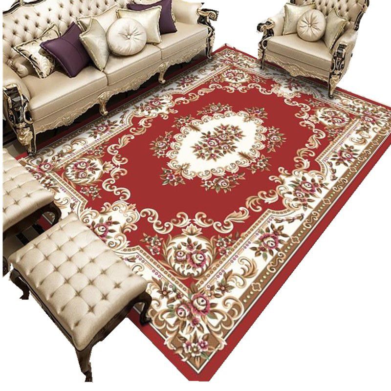 Stijlvolle Europese vloerkleed Bloemprint Polyester Gebied Tapijt Anti-slip Easy Care Tapijt voor Home Decor