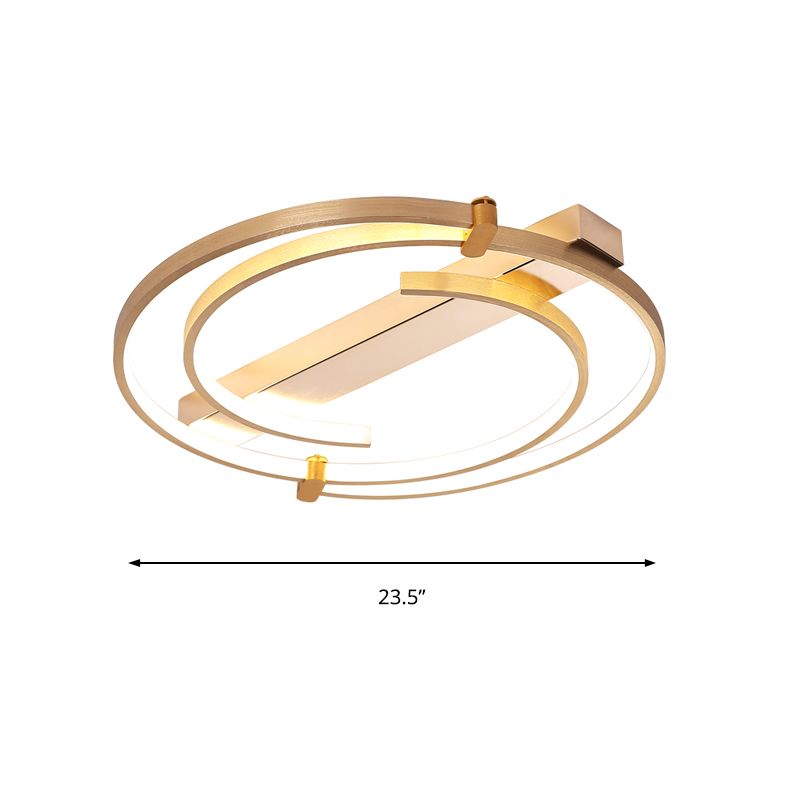 18"/23.5" W Ring Flush Mount Ceiling Fixture Minimalist Metal Gold Bedroom Ceiling Light Fixture