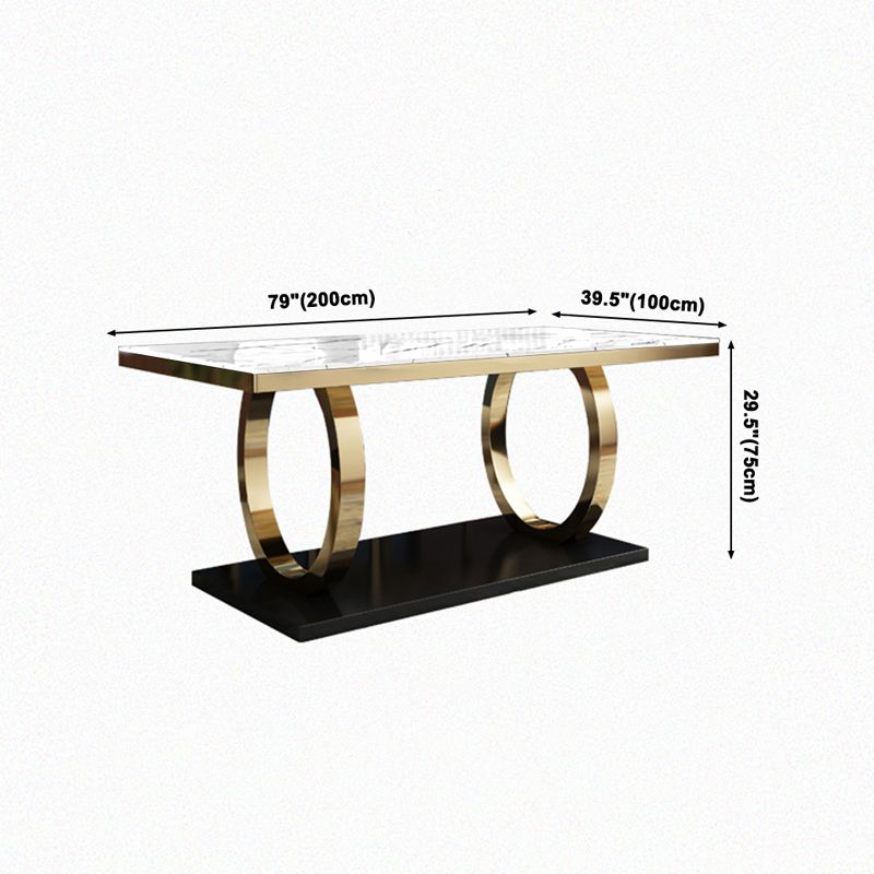 Mesa de comedor de mármol de estilo de lujo, mesa rectangular con base de caballete para el hogar