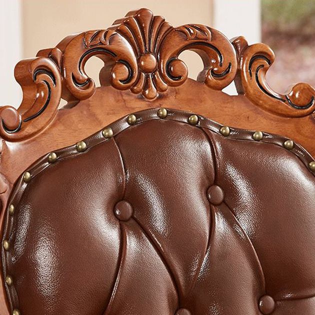 Silla de comedor tradicional de madera maciza, sillón de comedor de cuero para restaurante (juego de 2)