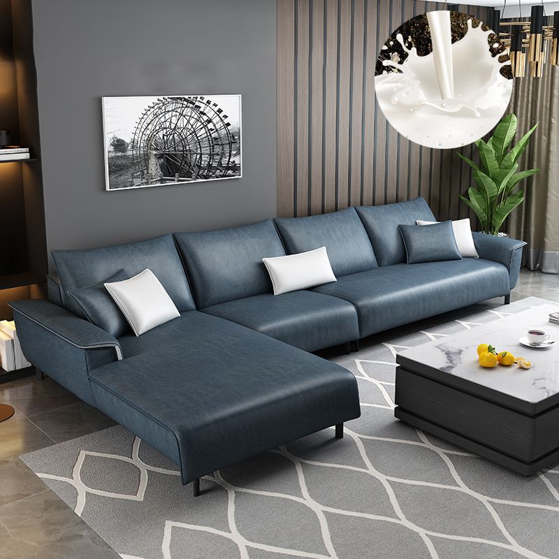 Modern 4 Pillows Back Sectional with Pillow Top Arms for Living Room