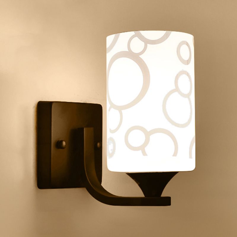 Metal Cylinder Shape Wall Light Nordic Style Wall Sconce with Glass for Living Room
