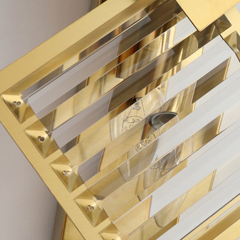 2-Light Geometric Wall Light Fixture Modern Crystal Wall Sconce Light