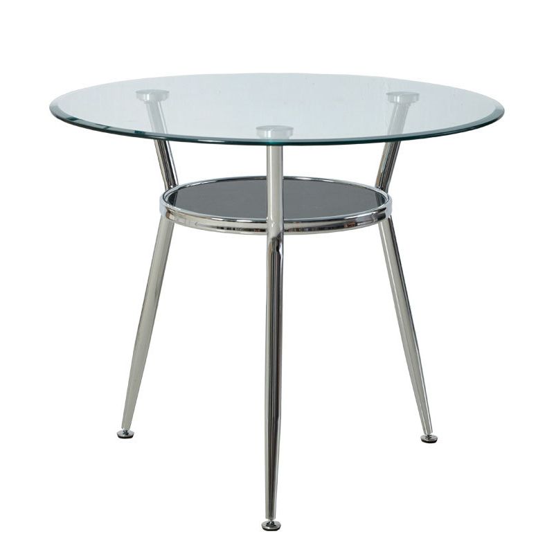 Tempered Glass Dining Table with Metal Base Modern Round Table with 3 Legs